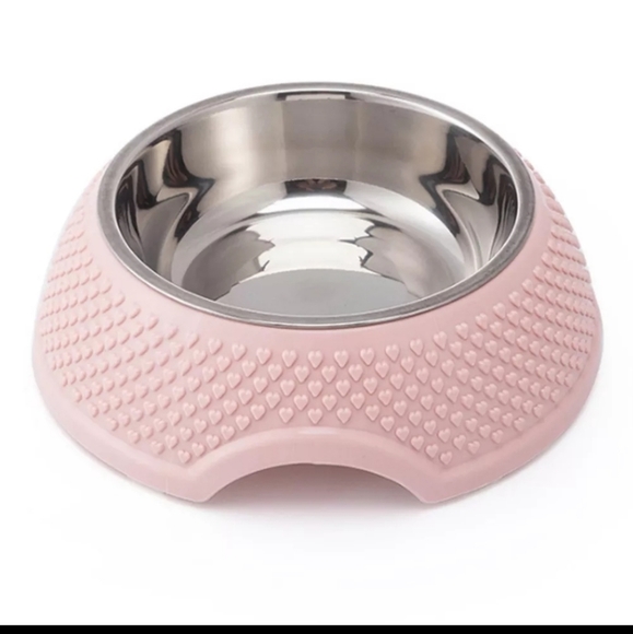 2 Pink heart pet bowls set - Picture 1 of 7